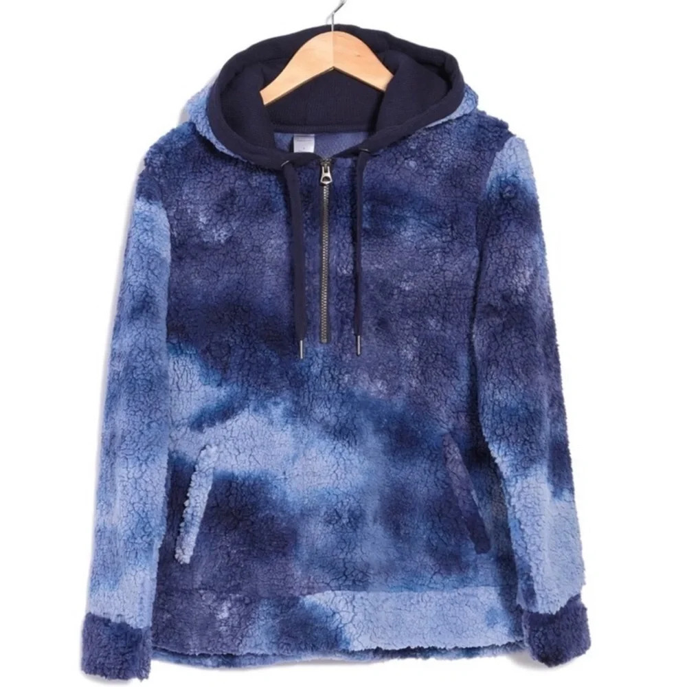 NWT Te Verde Tie Dye Half Zip Drawstring Hoodie XS v6x - Picture 2 of 7
